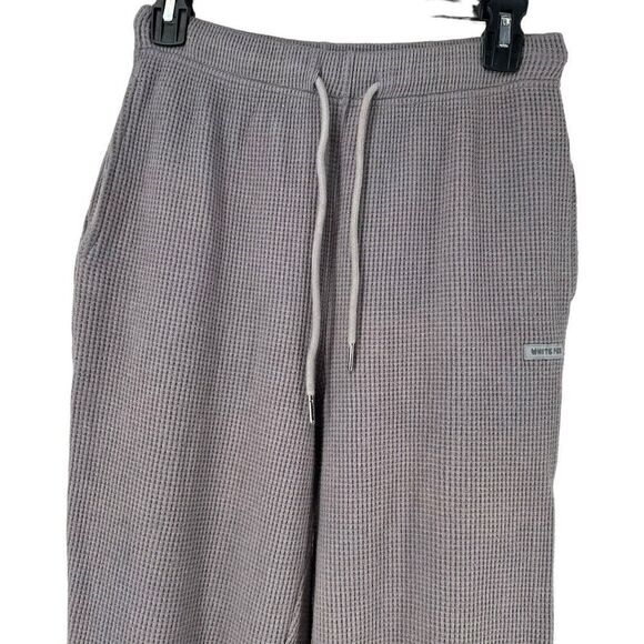 White Fox Joggers Gray Waffle Knit Womens Size S High Rise Athleisure Pockets - Picture 2 of 10
